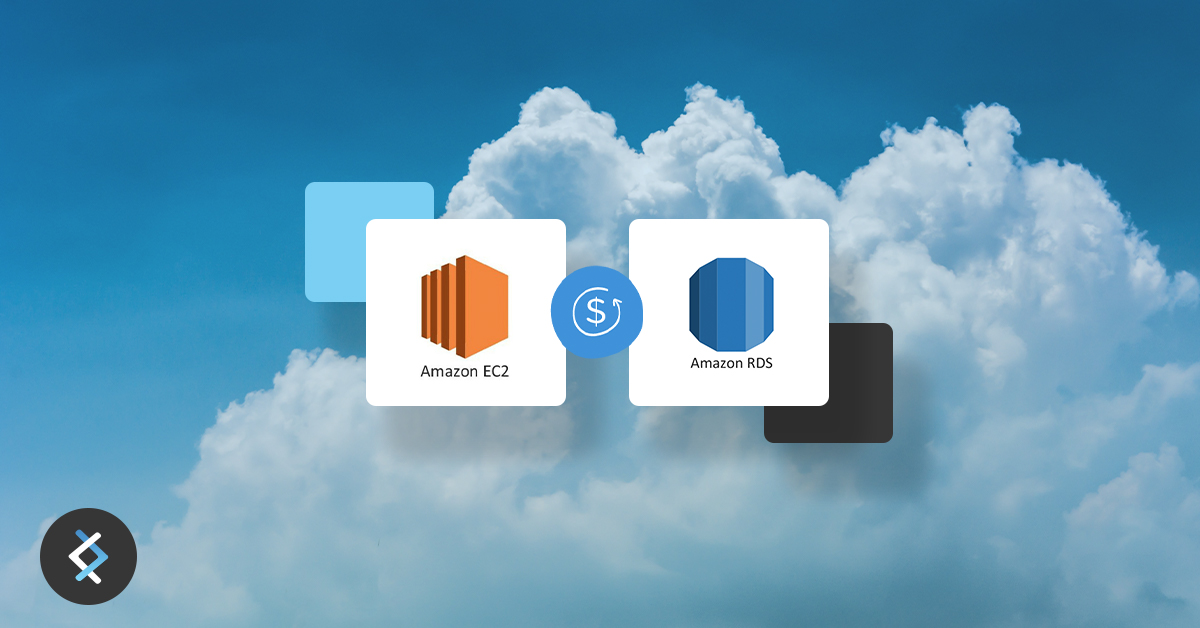 Amazon EC2 and Amazon RDS icons on cloud background